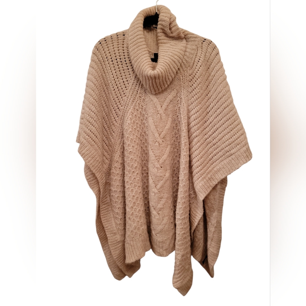 Massimo Tan Cowl Neck Sweater Poncho